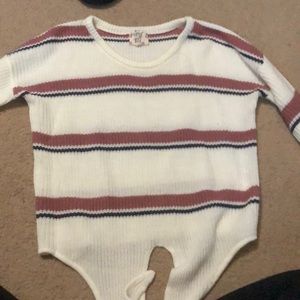 striped tie sweater, M